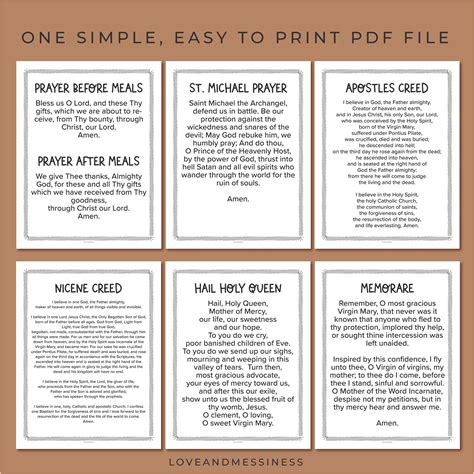 Prayers For Catholic Kids Printable Prayer Packet Beginner Etsy