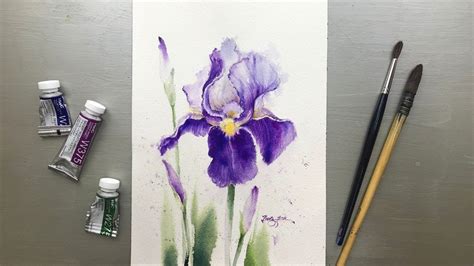 Watercolor Painting Purple Iris Tutorial Step By Step Iris Painting