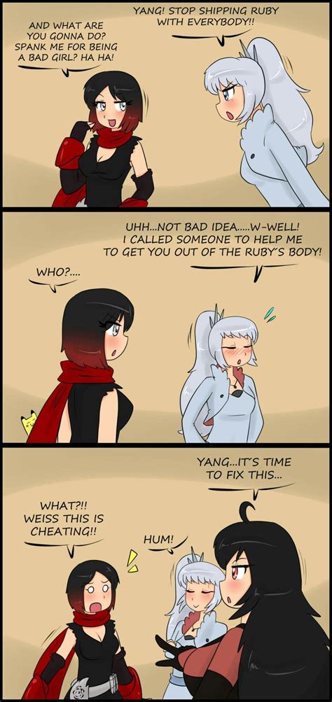 yang ruby body swap not even gonna ask how this happened fun comics anime comics rwby