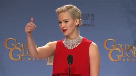 Jennifer Lawrence Full Golden Globes Backstage Speech Youtube