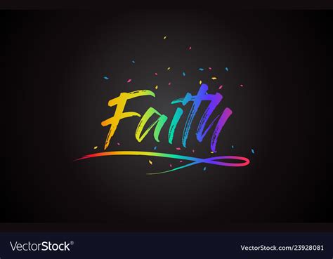 Faith Word Text With Handwritten Rainbow Vibrant Vector Image