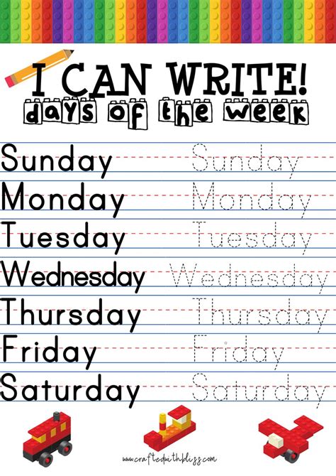 I Can Write Days Of The Week Months Of The Year Alphabet Etsy