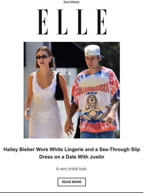 Elle Hailey Bieber Wore White Lingerie And A See Through Slip Dress On