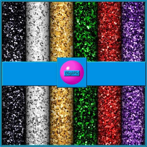 Commercial Use Ok 6 Digital Chunky Glitter Scrapbook Papers 12x12