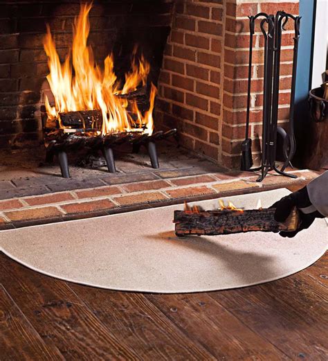 Flame Resistant Fiberglass Half Round Hearth Rug 32 X 60 Blue