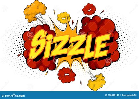 Word Sizzle On Comic Cloud Explosion Background Stock Vector