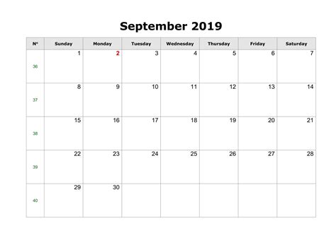 September Editable Calendar