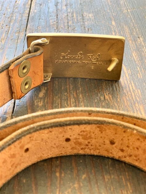 Kenneth Reid Vintage 70s Brass Belt Buckle Inlaid Wo Gem