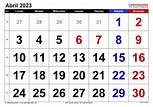 Calendario abril 2023 en Word, Excel y PDF - Calendarpedia