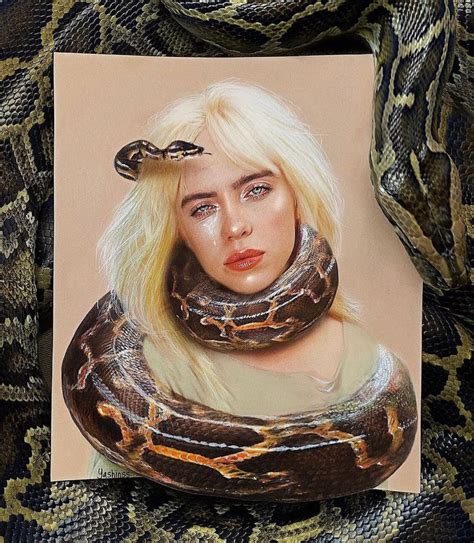 Billie Eilish Colored Pencil Drawing Colored Pencils Snake Art