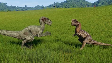 Velociraptor Vs Dilophosaurus In Jurassic World Evolution Youtube My