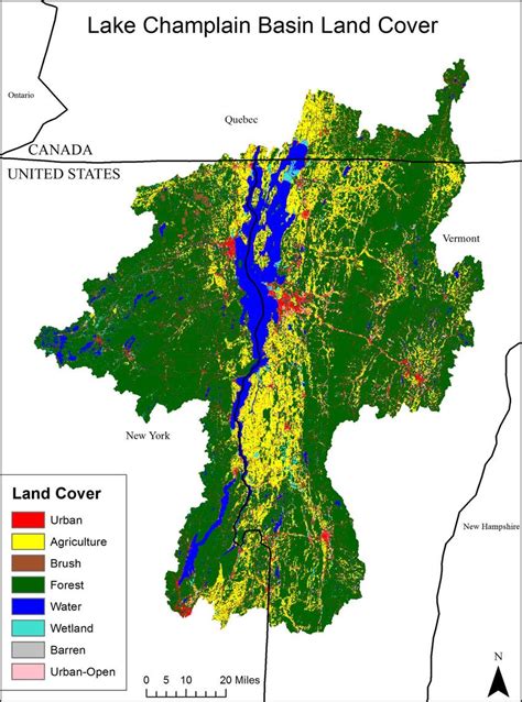 Map Of Lake Champlain Basin Land Cover Types Agriculture Is Estimated Download Scientific