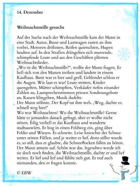 Kostenlose weihnachtsgedichte für kinder und erwachsene zum online lesen, download als pdf und ausdrucken. Stille Zeit - 14. Dezember | Weihnachten geschichte ...