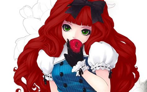 Anime Girl With Red Hair And Green Eyes By Blackle By Tesstheemofreak