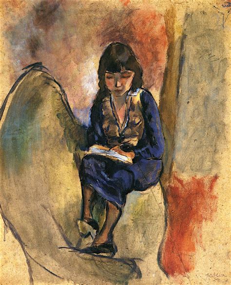 Young Reader In Blue Painting Jules Pascin Oil Paintings