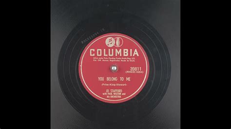 You Belong To Me Jo Stafford 78 Rpm Remaster 1952 Youtube