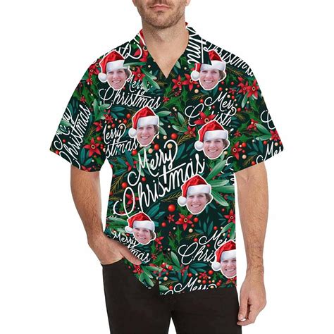 Custom Face Christmas Mens Hawaiian Shirt Etsy