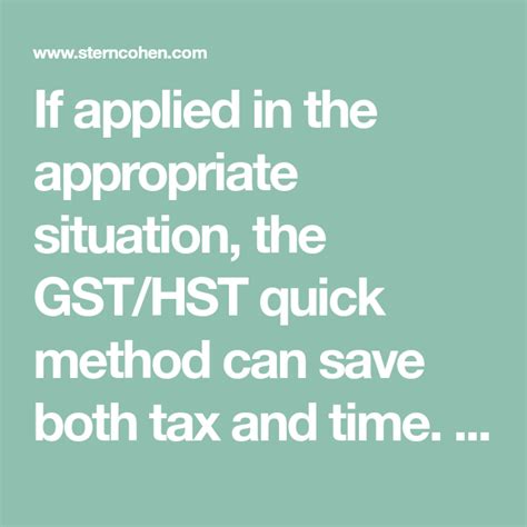 If Applied In The Appropriate Situation The Gsthst Quick Method Can