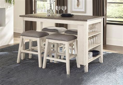 Drop leaf table with stool set: Timbre Two-Tone Counter Height Table w/Storage ...
