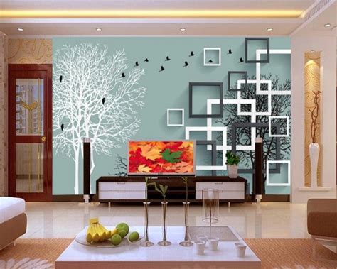 Beibehang 3d Wallpaper Modern 3d Stereo Pohon Burung Terbang Ruang Tamu