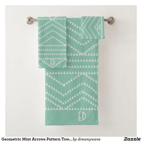 Geometric Mint Arrows Pattern Towel Set Patterned Bath Towels Towel