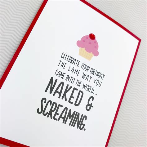 Funny Birthday Naked And Screaming Birthday Greeting Card Etsy