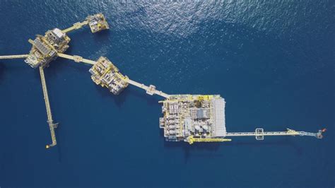 Aerial View Offshore Central Processing Production Stock Footage Video