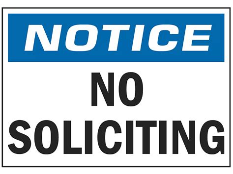 No Soliciting Sign Vinyl Adhesive Backed S 17344v Uline