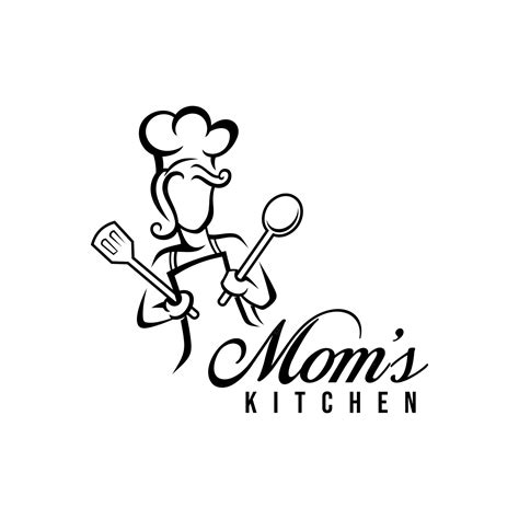 Premium Vector Mom Kitchen Logo Vector Illustration With Modern Typography Chef Mascot Logo
