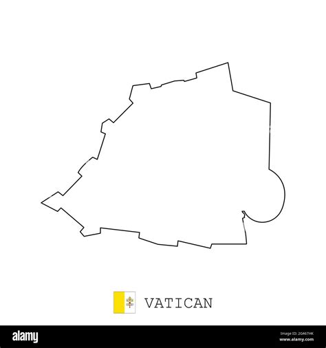 Vatican Map Line Linear Thin Vector Simple Outline E And Flag Black