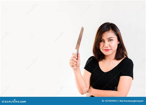 Woman With A Knife In Her Hand Stock Photo Image Of Cooking Knife