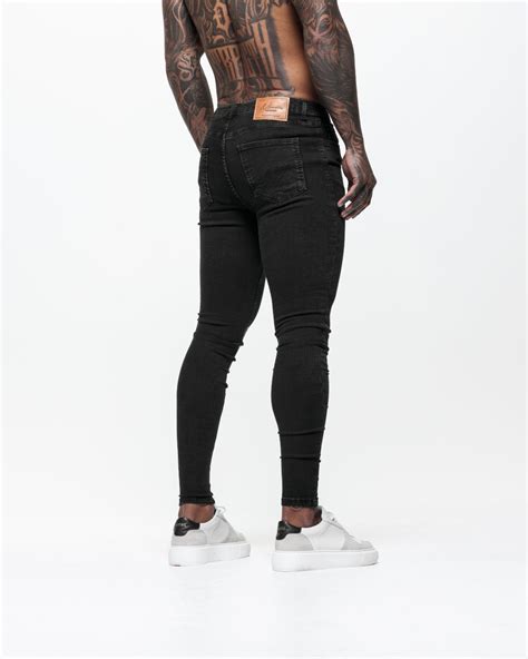 Super Skinny Spray On Jeans Washed Black Ripped And Repaired Nimes