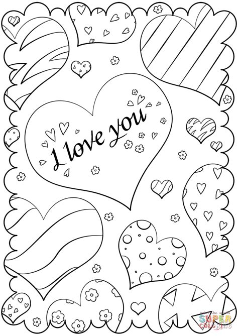 Valentines Day Card I Love You Coloring Page Free Printable