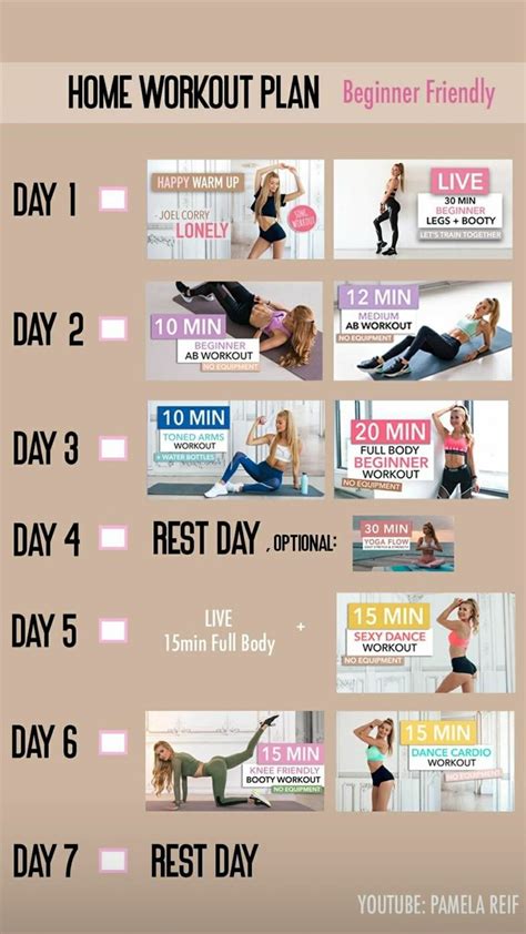5 Day Pamela Reif Workout Plan Beginner Week 1 2021 For Gym Fitness