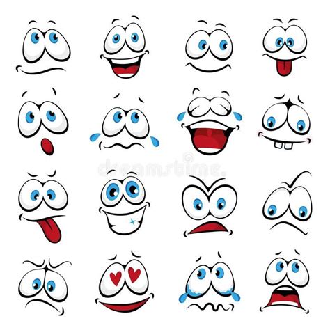 Cartoon Faces Expressive Eyes And Mouth Stock Illustration Cartoon