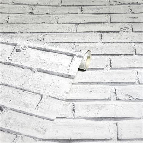 Arthouse White Brick Wallpaper Realistic Brick Effect Rustic White