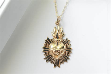 Gold Filled Sacred Heart Necklace Love Jewelry Gold Filled Etsy