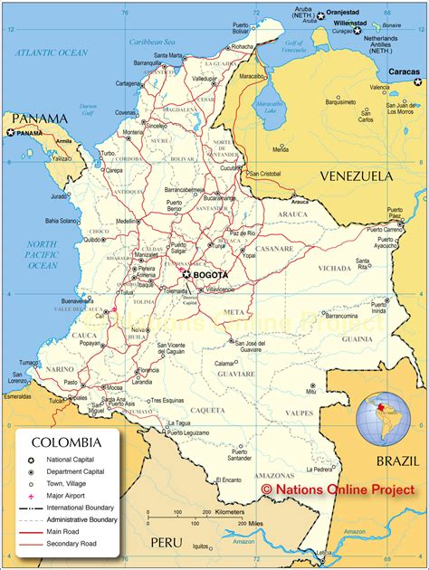 Map Of Colombia Nations Online Project