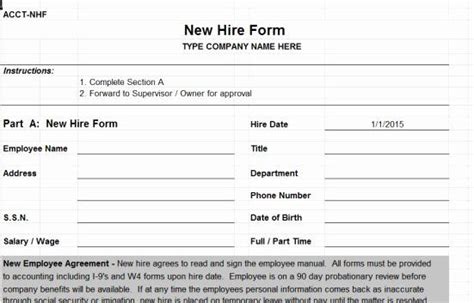 New Hire Form Template Fresh 29 Of New Hire Authorization Form Template