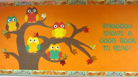 Owl Library Bulletin Board Who Knows A Good Book To Read Library