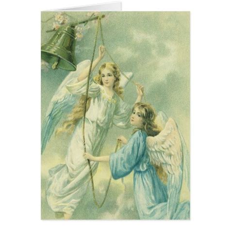 Vintage Christmas Victorian Angels With A Bell Card Zazzle