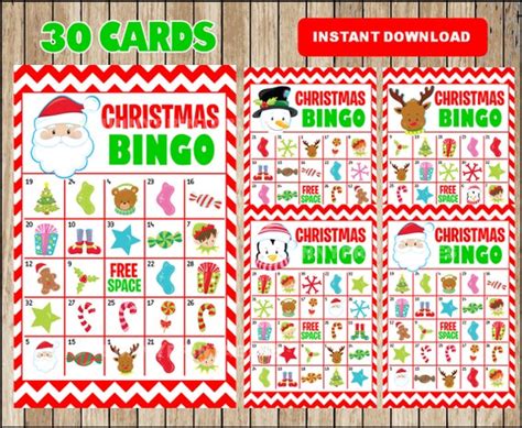 25 Free Printable Christmas Bingo Cards