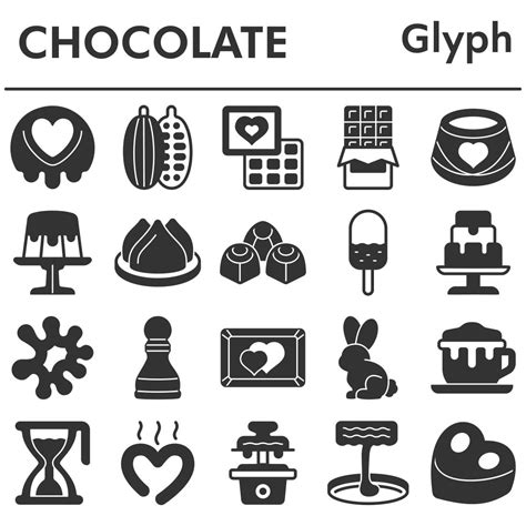 Chocolate Icons Set Glyph Style Masterbundles