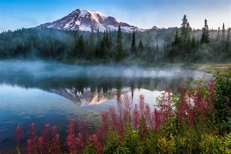 Download Forest National Park Usa Lake Fog Mountain Landscape Nature