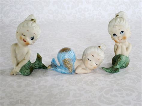 Jvintage Mermaid Figurine Trio Vintage By Swirlingorange11