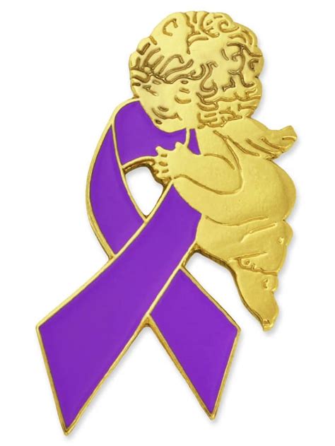 Pinmarts Purple Domestic Violence Awareness Ribbon Angel Enamel Lapel