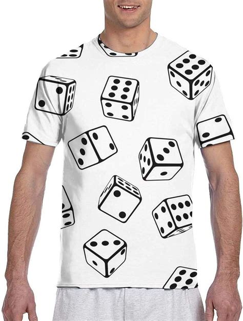 Mens Tee Black And White Dice Print Short Sleeve T Shirt Summer Top