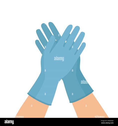 Hands Putting On Protective Blue Gloves Isolated On White Background