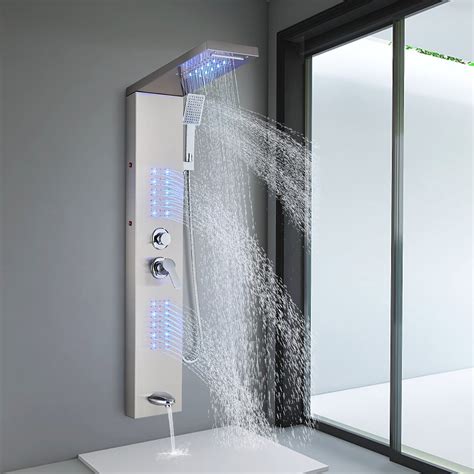 FCOTEEU Shower Panel Tower System,LED Rainfall Waterfall Shower Head