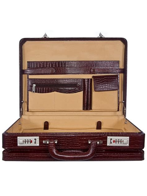 Zint Men Hard Expandable Briefcase Genuine Leather Attache Doctor Lawyer Bag Vintage Style